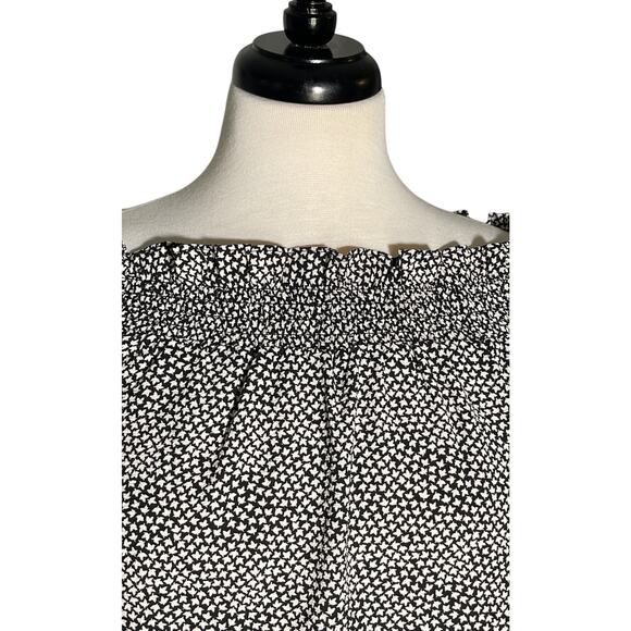 Michael Kors Women's Blouse Top 3/4 Tie Sleeve Black & White Small - Picture 2 of 6